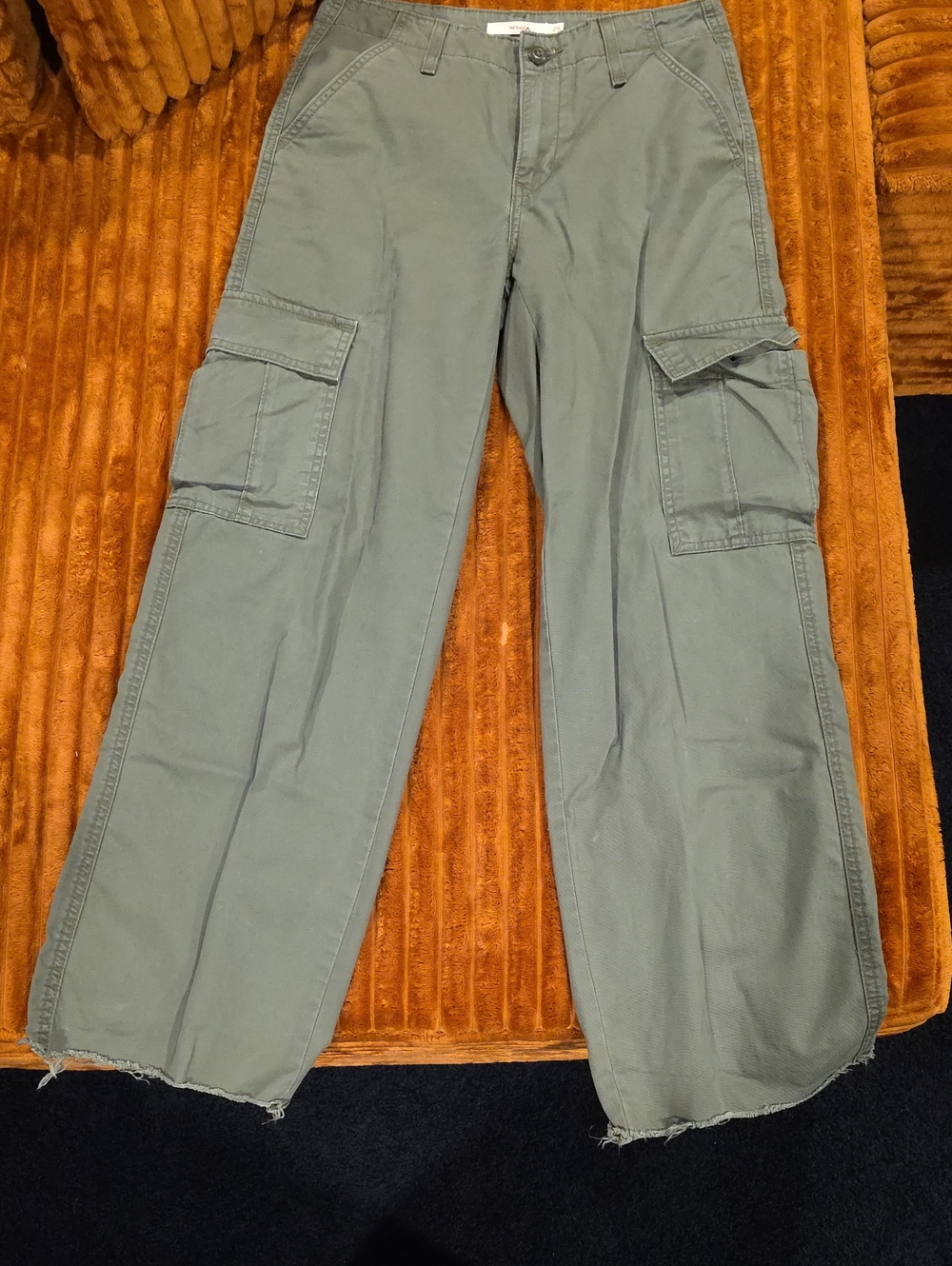 High-Rise Olive Cargo Wide-Leg Pants